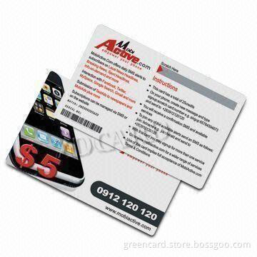 Prepaid Scratch Card, Made of PVC or Paper Materials, Measures 85.8 x 54mm